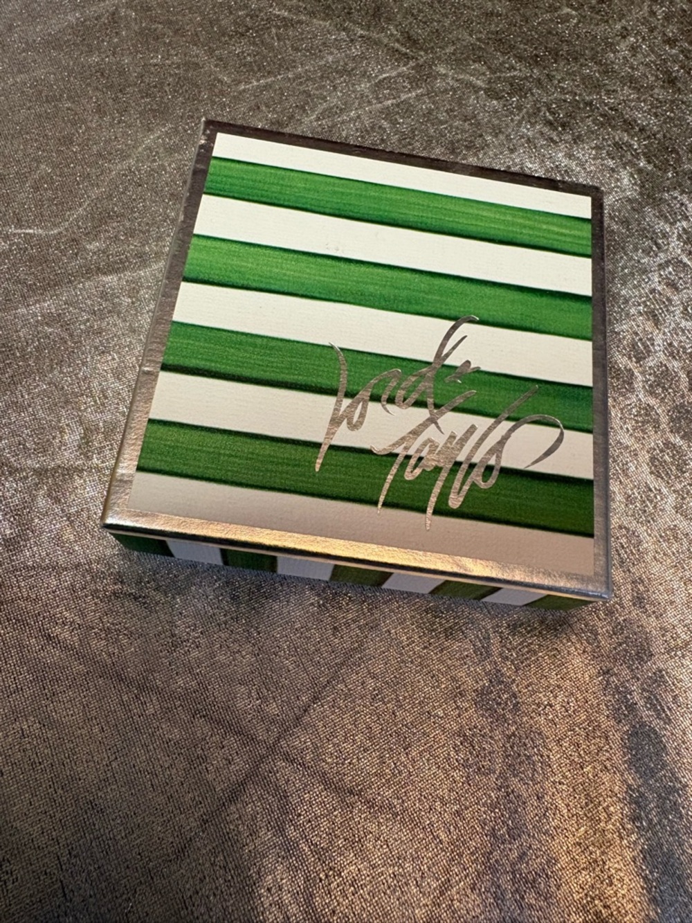 Lord & Taylor Green and White Striped Decorative Box